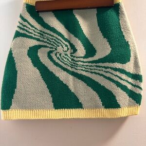 Green and Cream Patterned Skirt